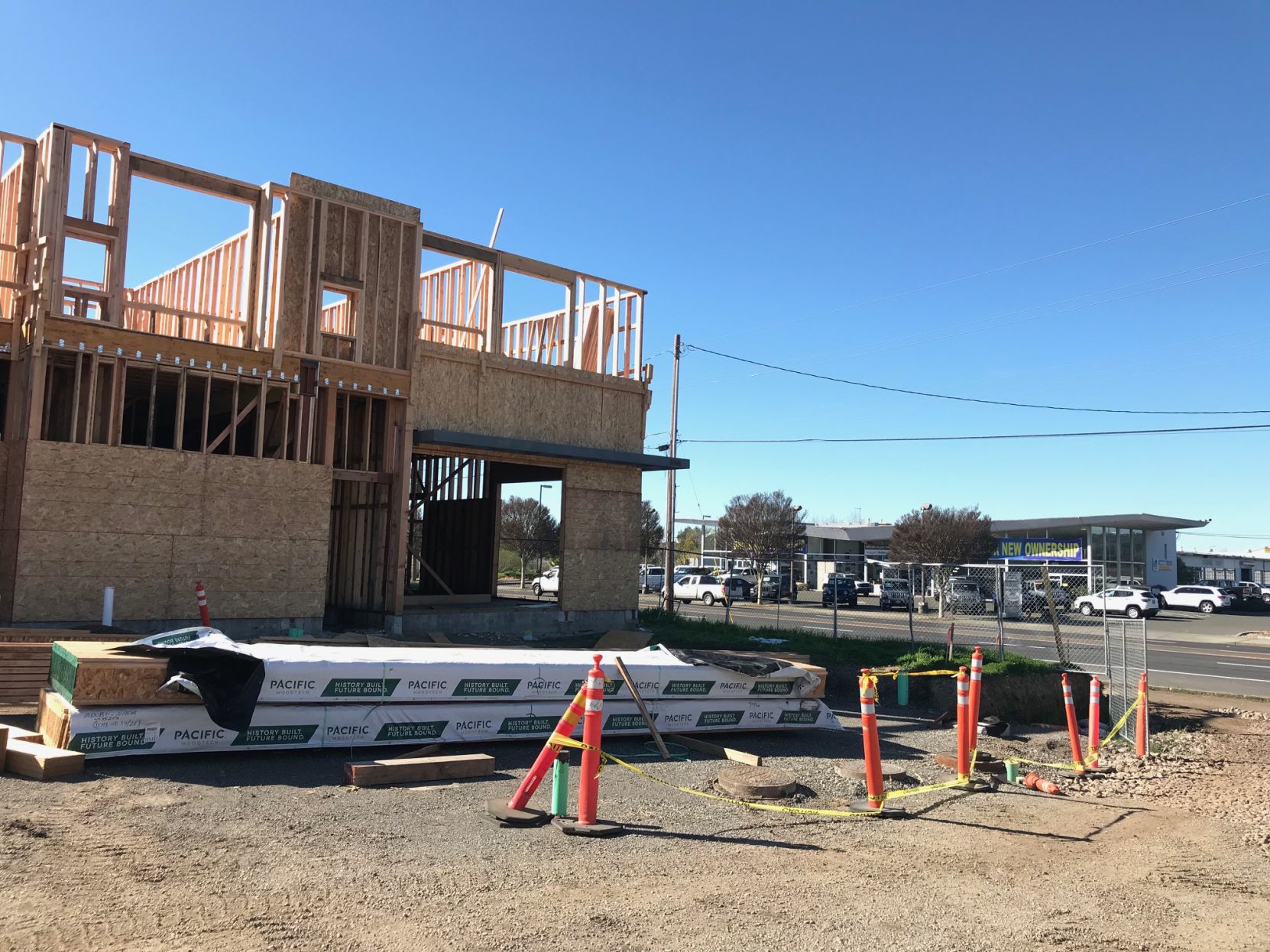 A view of Soscol Avenue and Cambria hotel construction.